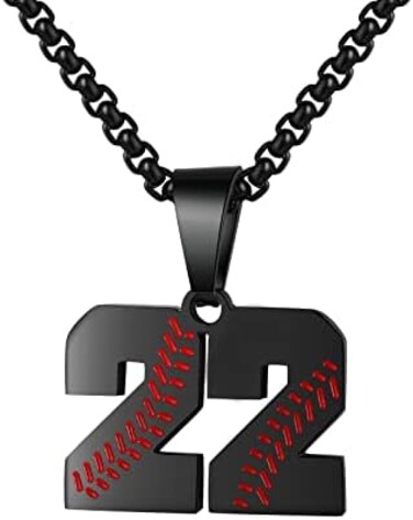 AIAINAGI Baseball Number Necklace for Boy 00-99 Athletes Jersey Number Necklace Stainless Steel Chain Baseball Charm Pendant Personalized Baseball Gift for Men