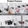 AceMining 5 Racks and 4 Hooks Mop and Broom Holder Wall Mount, Broom Organizer Storage Tool Racks Stainless Steel Heavy Duty Hooks Self Adhesive Solid Non-slip for Home Kitchen Garden Laundry Garage