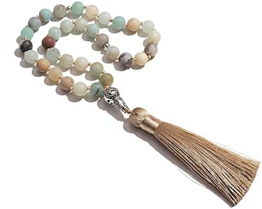 Hovaete Tasbih 33 Beads Amazonite Islamic Prayer Rosary Muslim Misbaha Tasbeeh Sibha 99 Beads Necklace 33 Beads Bracelet (8mm Green-Blue