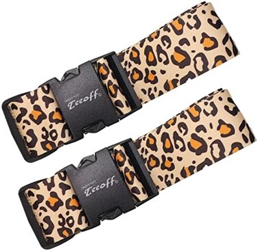 Teeoff Luggage Straps 2 Pack Suitcase Belts Travel Bag Accessories Adjustable (Leopard - 2 Pack