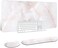 Auhoahsil Large Mouse Pad with Wrist Rests for KeyboardMouse, Thick Soft Ergonomic Memory Foam Wrist Supports, BigLong Desk Mat 35.5 x 15.7 in, for Office Gaming Computer, White Marble