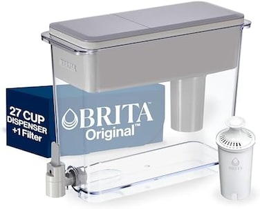 Brita UltraMax Large Water Dispenser With Standard Filter, BPA-Free, Replaces 1,800 Plastic Water Bottles a Year, Lasts Two Months or 40 Gallons, Includes 1 Filter, Kitchen Accessories, Large - 27-Cup