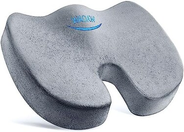 WAOAW Seat Cushion, Office Chair Cushions Butt Pillow for Long Sitting, Memory Foam Chair Pad for Back, Coccyx, Tailbone Pain Relief (Grey