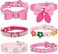 Saintrygo 6 Pcs Girl Puppy Collars Pink Dog Collar Rhinestones Dog Cat Collar Bling Diamond with Rhinestone Crown Flowers Bowtie Bone Decoration for Girl Dogs Cats Collar Accessories, Pink(X-Small