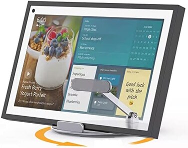 QUIQEI Laivli Aluminum Echo Show 15 Stand, Echo Show 15 Stand Swivel and Tilt, Adjustable Foldable Stand for Echo Show with 360 Degree Rotatable Base