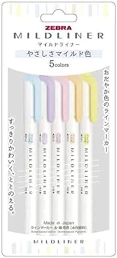 OTRIEK ゼブラ(ZEBRAZebra Line Marker، صبغة مائية سميكة سميكة، Mildliner، 5 ألوان، WKT7-5C-YC
