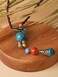 MINACHI Bohemian Flower Colorful Ceramic Beads Necklace, Tricolor Beaded Jewelry, Gifts for Women