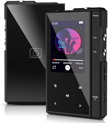Phinistec 32GB MP3 Player with Bluetooth 5.0, Z6 Digital Audio Player with Loud Speaker, 2.4&rsquo;&rsquo; IPS Super Battery Life Music Player with FM Radio, E-Book, Music Alarm Support up to 256GB