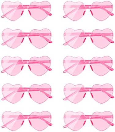 AEAHALY Heart Sunglasses for Women and Kids Rimless Heart Shaped Sunglasses Heart Glasses Bachelorette Bride Party Favor