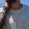 NAIQUBE Bar Pendant Necklace For Men Stainless Steel Box Chain Pendant Mens Necklace Jewelry Length 22inch