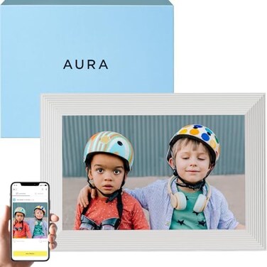 Aura Carver HD Smart Digital Picture Frame 10.1 Inch WiFi Cloud Digital Photo Frame, Free Unlimited Storage, Send Photos from Anywhere &ndash; Sea Salt