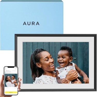 Aura Carver WiFi Digital Picture FrameThe Best Digital Frame for GiftingSend Photos From Your PhoneQuick, Easy Setup in Aura AppFree Unlimited StorageGravel with White Mat