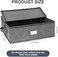 popoly Platter Storage Box, China Storage Case Containers with Lid and Handles, 17x13x6 in, 5 Felt Plate Dividers, Hard Shell and Stackable (Linen Grey