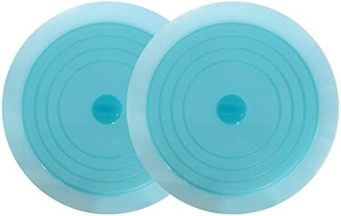 V-TOP Tub Stopper 2 Pack, 6 inches Large Silicone Drain Plug Hair Stopper Flat Suction Cover for Kitchen Bathroom and Laundry (Blue Transparent