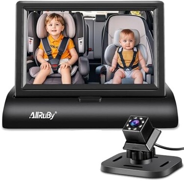 ALLRUBY Baby Car Mirror 1080P HD 4.3'' Monitor Camera,Night Vision Safety Car Seat Monitor with Wide Crystal Clear View