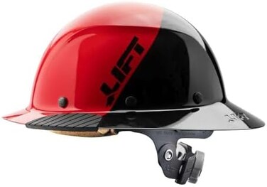 LIFT Safety DAX Fiber Resin Full Brim Hard Hat (50/50 Gloss Red/Black