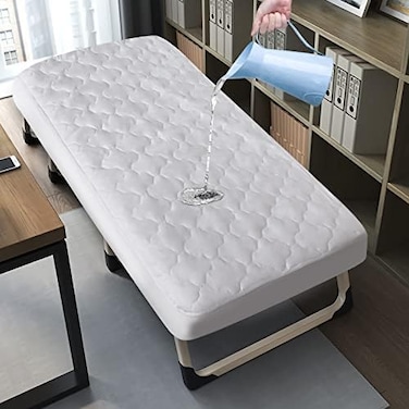 Coldwind Cot Mattress Pad Waterproof, Quilted Cot Size Mattress Pads Cover 30" X 75" X 10" Fitted with Narrow Twin/Camp Bunk/Rvs Bunk/Guest Beds, Soft and Breathable Microfiber Protector Topper, White