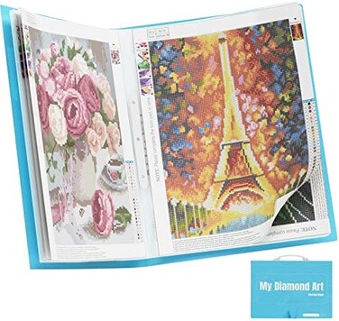 ARTDOT A2 Storage Book for Diamond Painting Kits, Diamond Art Portfolio Folder with 30 Pocket Slevees Protectors (16.4x22inches