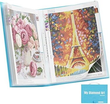 ARTDOT A3 Storage Book for Diamond Art Portfolio Folder for Diamond Painting Accessories with 30 Pocket Slevees Protectors (16.9x12.4inches