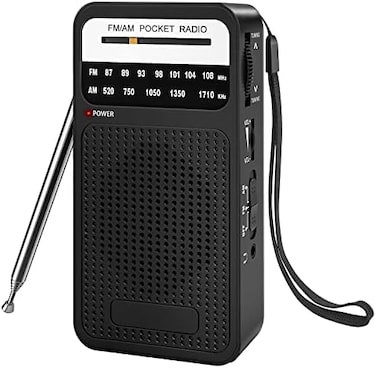Goodes Portable Radio AM FM, Transistor Radio with Loud Speaker, Headphone Jack, 2AA Battery Operated Radio for Long Range Reception, Pocket Radio for Indoor, Outdoor and Emergency Use