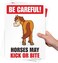 SmartSign (Pack of 214 x 10 inch &ldquo;Be Careful - Horses May Kick Or Bite&rdquo; Sign, Digitally Printed, 55 mil HDPE Plastic, Multicolor