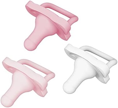 Dr. Brown's HappyPaci 100% Silicone Baby Pacifier, Contoured One-Piece Design, White, Pink, Light Pink, 0-6m, BPA-Free, 3 Pack