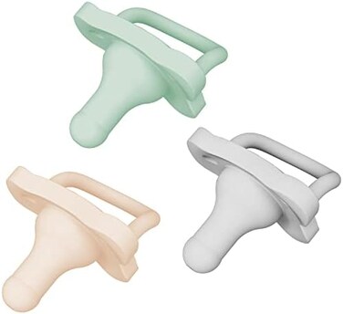 Dr. Brown's HappyPaci 100% Silicone Baby Pacifier, Contoured One-Piece Design, Cool Gray, Green, Ecru, 0-6m, BPA-Free, 3 Pack