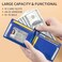 GSOIAX Mens Slim Wallet for Men Minimalist Genuine Leather Carbon Fiber Rfid Blocking Bifold Credit Card Holder With Gift Box (Blue and Carbon Black