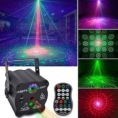 ljnyiwan Sound Activated Party Lights, DJ Disco Lights with Remote Control, USB Powered (60 Patterns, Aluminum Material, Wall/Ceiling Mountable