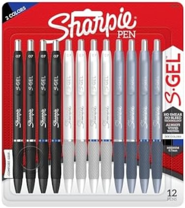 Sharpie S-Gel Fashion Barrel Gel Pens, Medium Point, 0.7 mm, Assorted Barrel, Assorted Ink, Pack Of 12 Pens