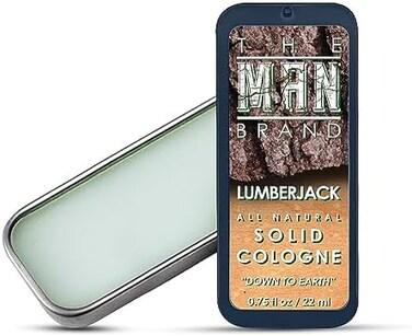 The Man Brand Lumberjack Solid Cologne - Natural Men's Cologne - Men's fragrance Wax Cologne, Lumberjack Travel Size Wax Cologne for men - Solid Cologne Men's Lumberjack Scent (3/4 oz (Pack of 1, Lumb