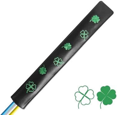 FINGER TEN Golf Alignment Stick Cover Headcover Rods Holder Case Leather 14''&times; 2'' in USA Black White Green Hold at Least 2 Sticks