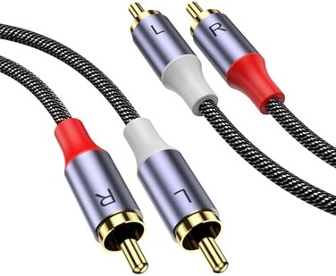 MOSWAG RCA Stereo Cable,2RCA Male to 2RCA Male Stereo Auxiliary Audio Cable Subwoofer Cable 3.28ft/1M, 24K Gold Plated Nylon Braided for Home Theater, Audio, HDTV, Car Stereo, Speakers