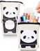 Sooez Standing Pencil Case, Cute Stand up Pencil Pouch, Telescopic Pen Pouch, Portable Pencil Holder, Kawaii Stand up Pencil Case, Spacious Pencil Pouch Bag for School Office Supplies, Beige Panda