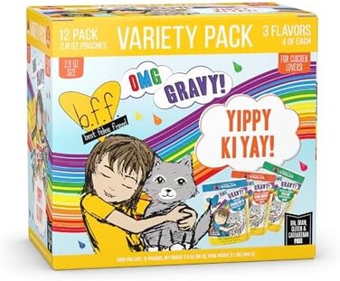 Weruva B.F.F. OMG - أفضل صديق للقطط يا إلهي!، Yippie Ki Yay Yellows! عبوة متنوعة، كيس 2.8 أونصة (عبوة من 12)