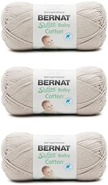 Bernat Softee Baby Cotton Feather Gray Yarn - 3 Pack of 120g/4.25oz - Blend - 3 DK (Light- 254 Yards - Knitting/Crochet
