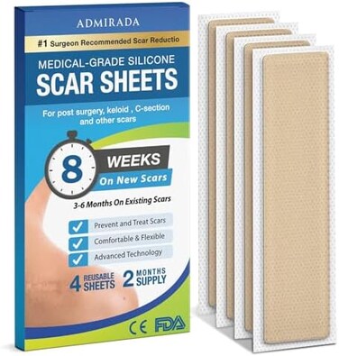 Admirada Scar Away Silicone Scar Sheets, Advanced Scar Removal for All Scar Types, Silicone Scar Tape [2 Month Supply]