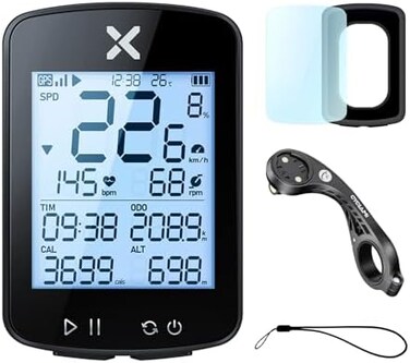 كمبيوتر الدراجة XOSS GGen2 GPS مع حامل، عداد سرعة لاسلكي للدراجات بتقنية بلوتوث 2.2 بوصة، عداد مسافة متعدد الوظائف للدراجات من النوع C مع إضاءة خلفية تلقائية وجهاز تتبع للدراجات الجبلية مقاوم للماء بم