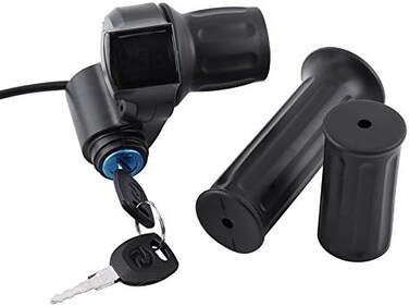 Tbest Half Throttle Electric Bike,Universal E Bike Throttle Grip Electric Bike Motor Scooter Speed ControllerCable Set,12V 99V Half Wrist Grip Throttle Handle with LED Display Key