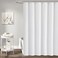 BTTN Extra Long Shower Curtain 72x96 inches, Tall Linen Textured Heavy Duty Fabric Shower Curtain Set with 12 Plastic Hooks, Large Classic Hotel Polyester Cloth Shower Curtains for Bathroom, White