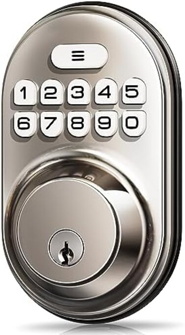 Veise Keyless Entry Door Lock, Electronic Keypad Deadbolt, Keyed Entry, Auto Lock, Anti-Peeking Password, Back LitEasy Installation Design, Satin Nickel