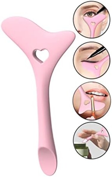 LLWEIMIXW Eyeliner Stencils Wing Tips, Silicone Eyeliner Aid, Marscara Drawing Aid, Lipstick Wearing Aid, Face Cream/Mask Applicator, Easy Makeup Tool, Resusable Silicone Eyeliner Tool, Eyeliner Appli