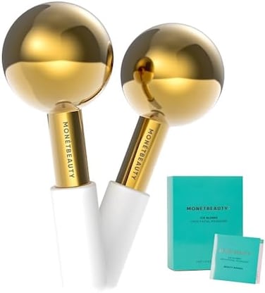 Mon&eacute;tBeauty Metal Ice Globes for Facials (Gold