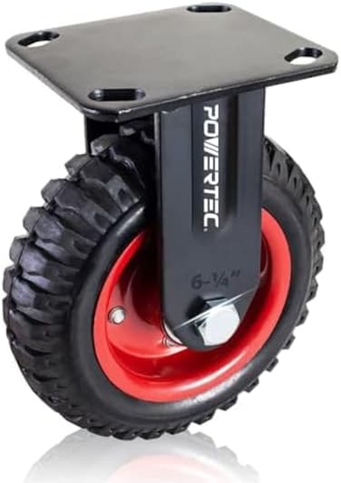 POWERTEC 17052V Fixed Heavy Duty Industrial Caster, 6-1/4-Inch, 1 PK, 6-1/4", Black