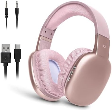 iJoy Ultra Wireless Headphones with Microphone- Rechargeable Over Ear Wireless Bluetooth Headphones with 10Hr Playtime, SD Slot, Backup Wire- Soft Cushion Wireless Headset with Mic (Pink