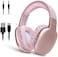 iJoy Ultra Wireless Headphones with Microphone- Rechargeable Over Ear Wireless Bluetooth Headphones with 10Hr Playtime, SD Slot, Backup Wire- Soft Cushion Wireless Headset with Mic (Pink