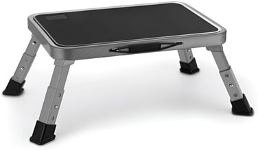 سلم قابل للطي من جوكوتو، سلم قابل للتعديل بمنصة مانعة للانزلاق، سلم ذو أقدام مطاطية سميكة للبالغين أو الأطفال في المطبخ، غرفة النوم، المكتب، أو السيارة الترفيهية، يتحمل وزنًا يصل إلى 150 كجم