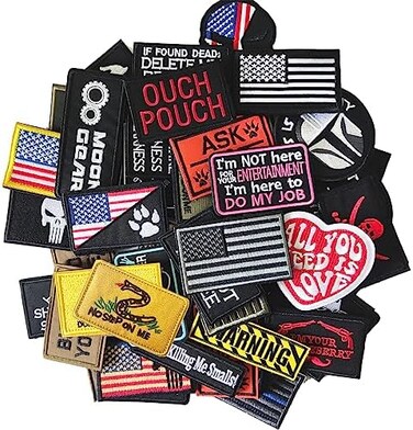 Harsgs 20 Pieces Random Tactical Morale Patch Bundle, Full Embroidery Loop and Hook Patches Set for Caps, Bags, Backpacks, Vest, Military Uniforms,Tactical Gears Etc
