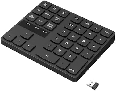 RaceGT Wireless Number Pad Keyboard, Numeric Keypad Ultra-Silent Rechargeable 2.4G 35 Keys for Laptop, Desktop, PC, Notebook