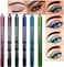 evpct 6Pcs Blue Colored Glitter Eyeliner Pencils Set delineadores de colores para ojos ojos contra el agua Dark Light Blue Green Purple Red Pink Metallic Colorful Liquid Eye Liner Set Women Waterproof